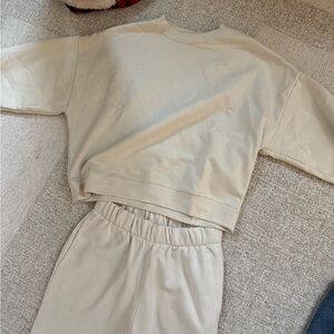 Cream Sweatshirt and Joggers Set Gap